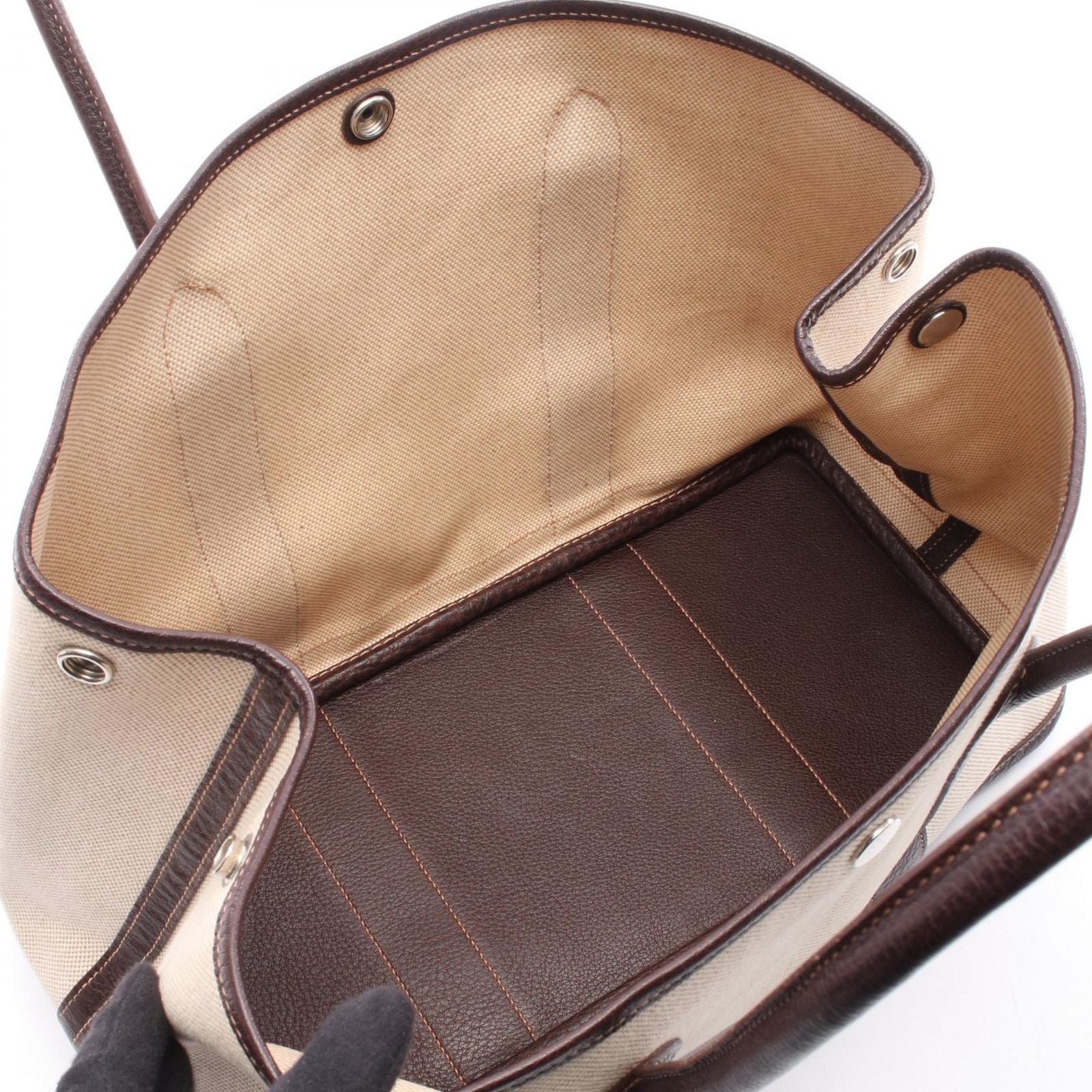 Hermes Tote Garden Party PM Ecru Ebene Leather — view 3