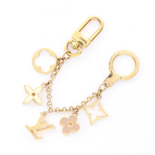 Louis Vuitton Key Holder Bag Charm Chain Fleur Monogram Gold Ivory