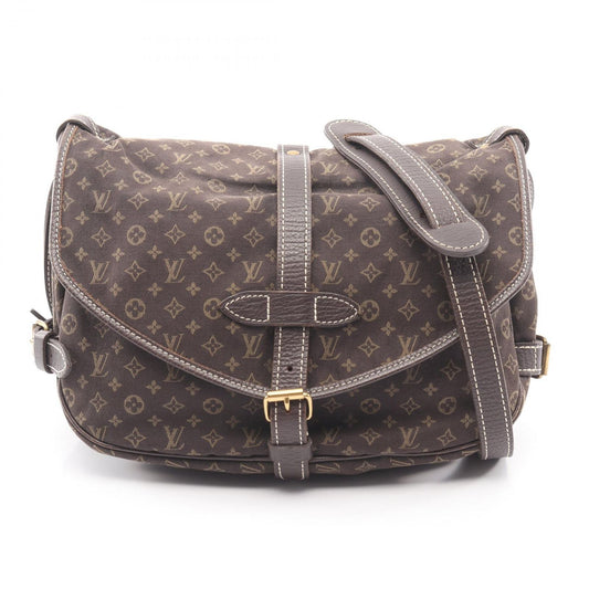 Louis Vuitton Shoulder Bag Saumur Monogram Mini Lin Ebene Canvas Leather 30