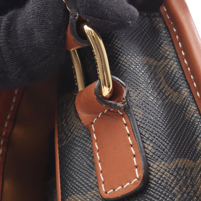 Celine Shoulder Bag Triomphe Dark Brown Canvas Leather — view 9
