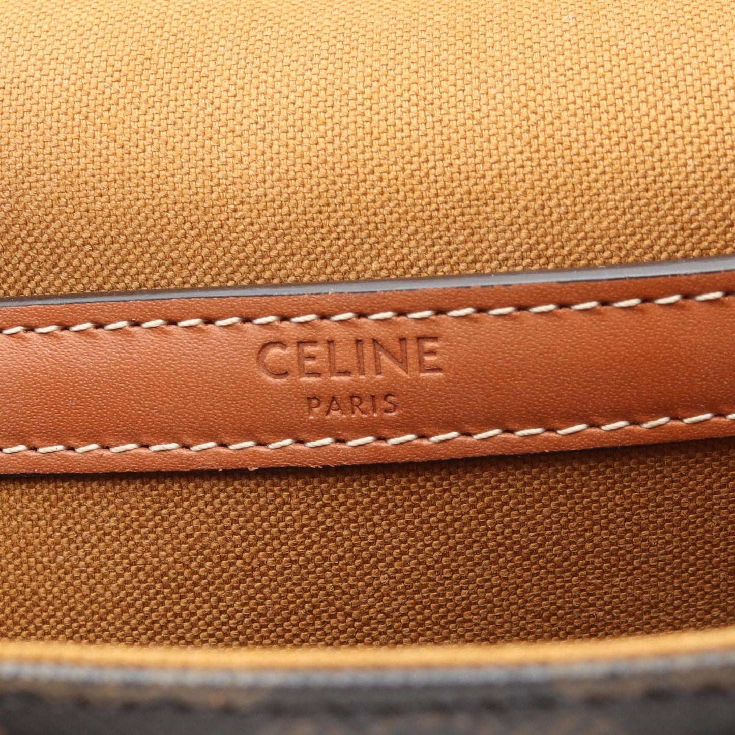 Celine Shoulder Bag Triomphe Dark Brown Canvas Leather — view 4
