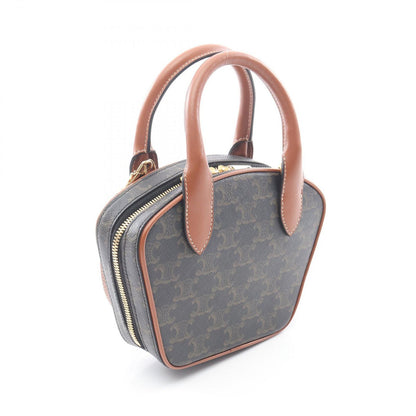 Celine Handbag Triomphe 2-Way Dark Brown Canvas Leather — view 2