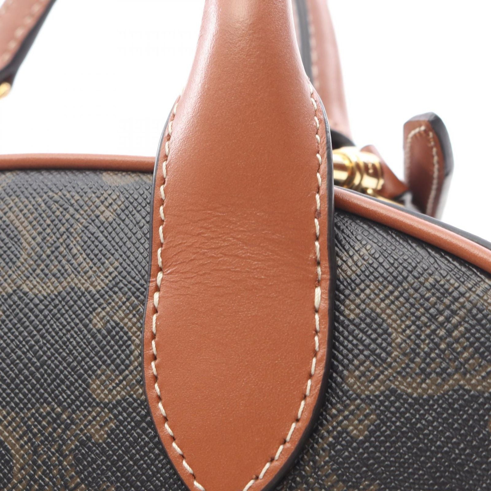Celine Handbag Triomphe 2-Way Dark Brown Canvas Leather — view 6