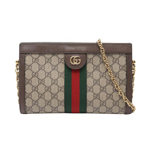 Gucci Shoulder Bag Ophidia Small GG Supreme Sherry Line Beige Canvas Leather