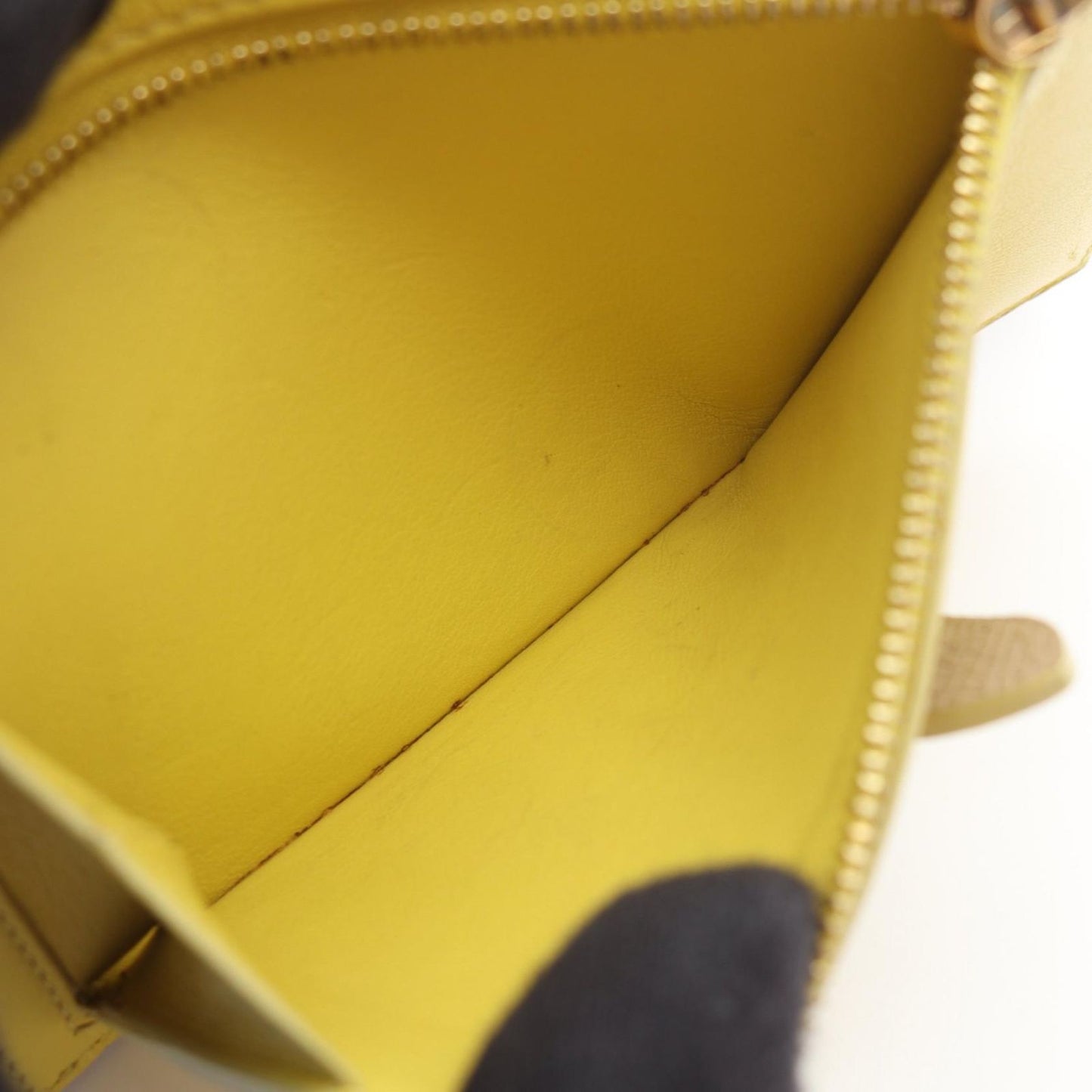 Celine Bifold Wallet Strap Multi Function Gray Yellow Leather Compact — view 4