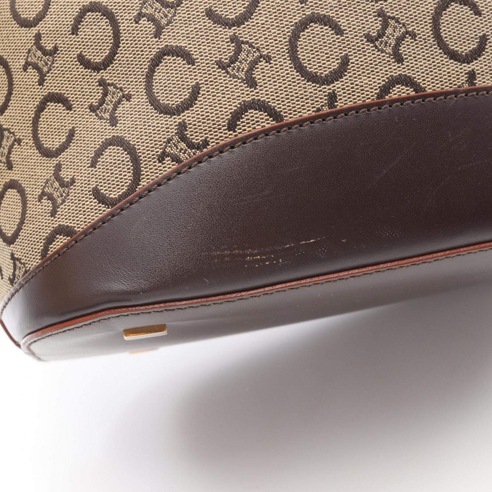 Celine Shoulder Bag Macadam Beige Canvas Leather — view 8