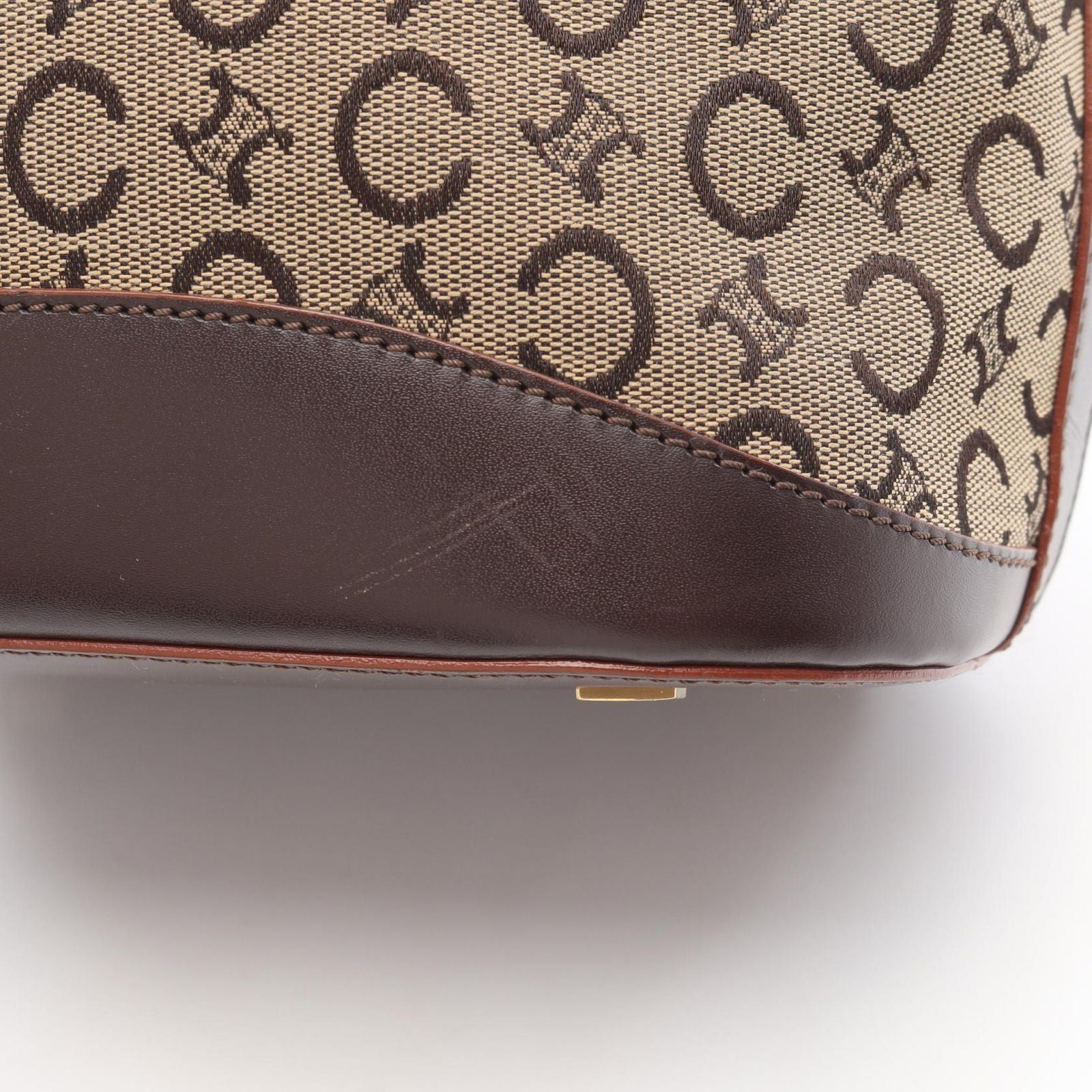 Celine Shoulder Bag Macadam Beige Canvas Leather — view 9
