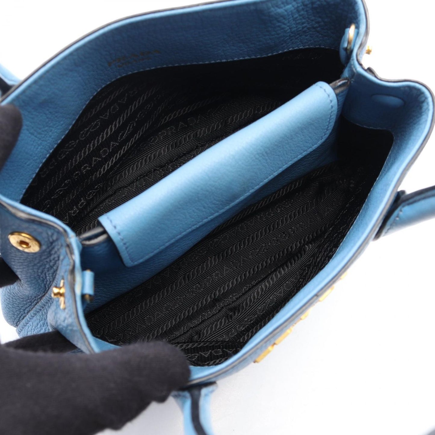 Prada Handbag Vitello Daino 2-Way Light Blue Leather Mini — view 3
