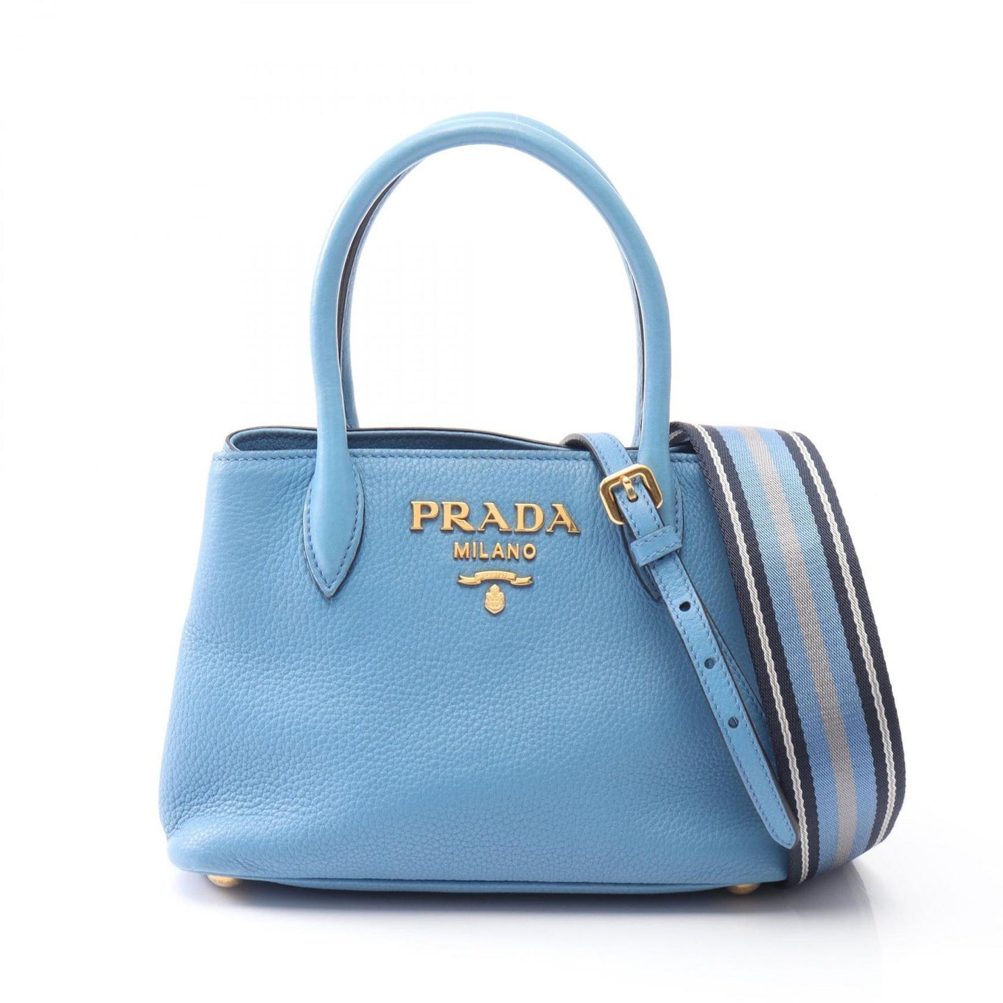 Prada Handbag Vitello Daino 2-Way Light Blue Leather Mini