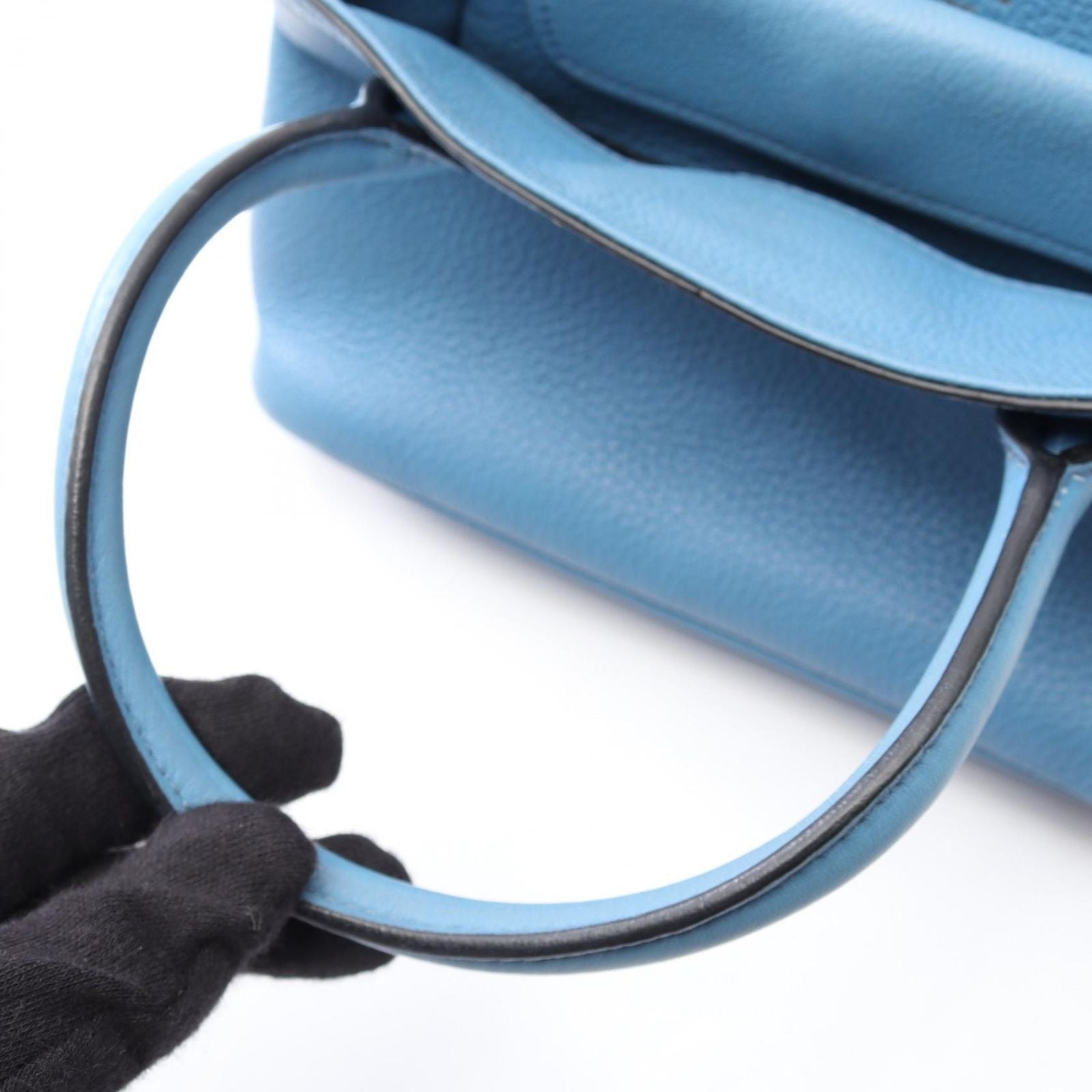 Prada Handbag Vitello Daino 2-Way Light Blue Leather Mini — view 8