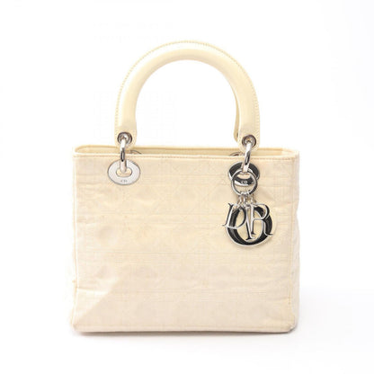 Dior Handbag Lady Dior Cannage 2-Way Beige Patent Leather Tote