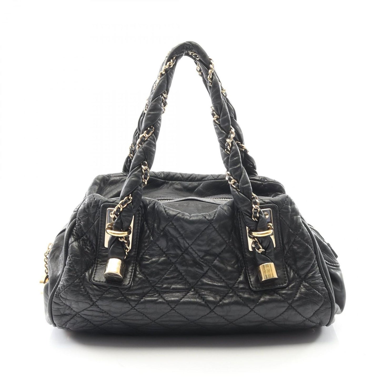 Chanel Tote Quilted Black Lambskin Boston Bag