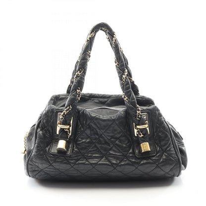 Chanel Tote Quilted Black Lambskin Boston Bag