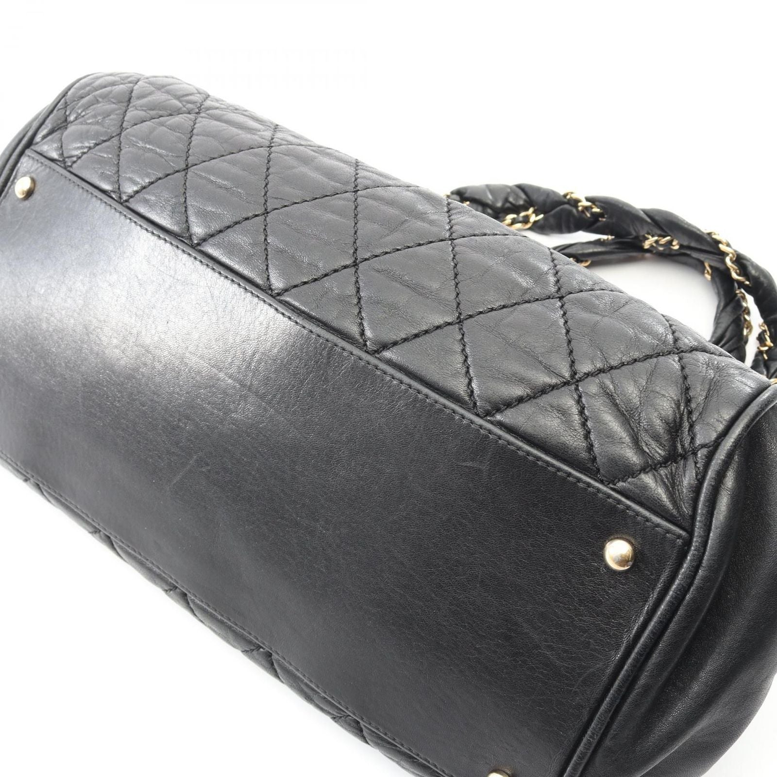 Chanel Tote Quilted Black Lambskin Boston Bag — view 8