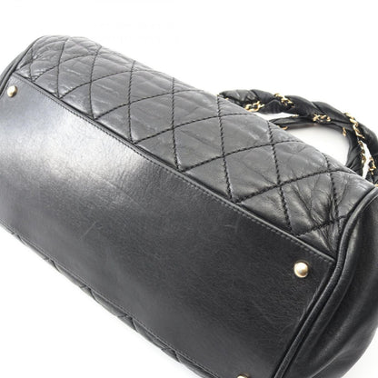 Chanel Tote Quilted Black Lambskin Boston Bag — view 8