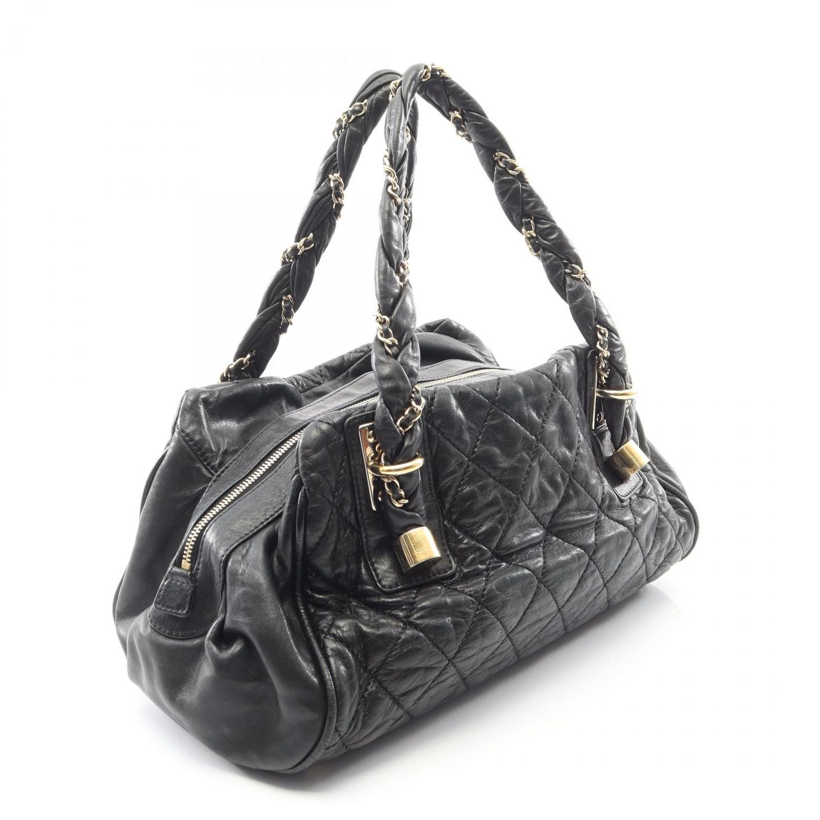 Chanel Tote Quilted Black Lambskin Boston Bag — view 2