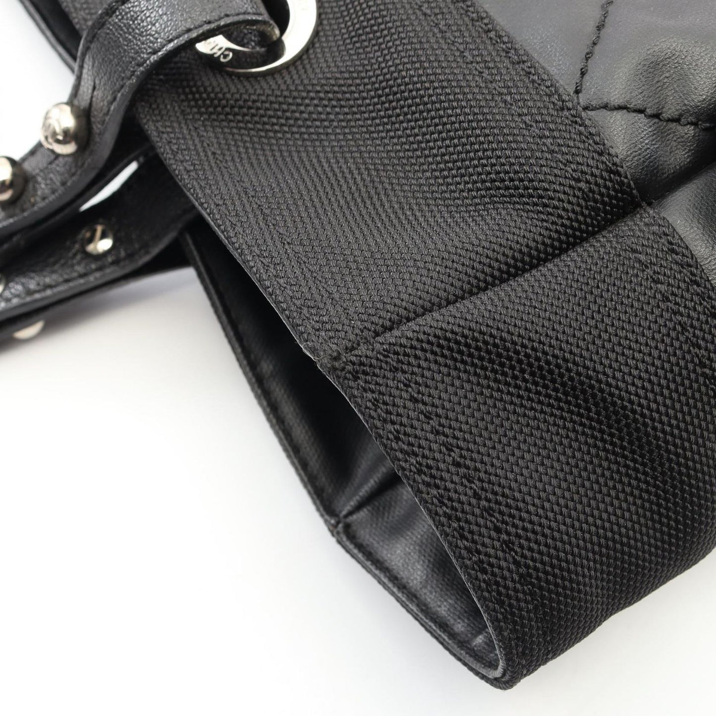 Chanel Tote Paris Biarritz GM Black Canvas Leather GM — view 8