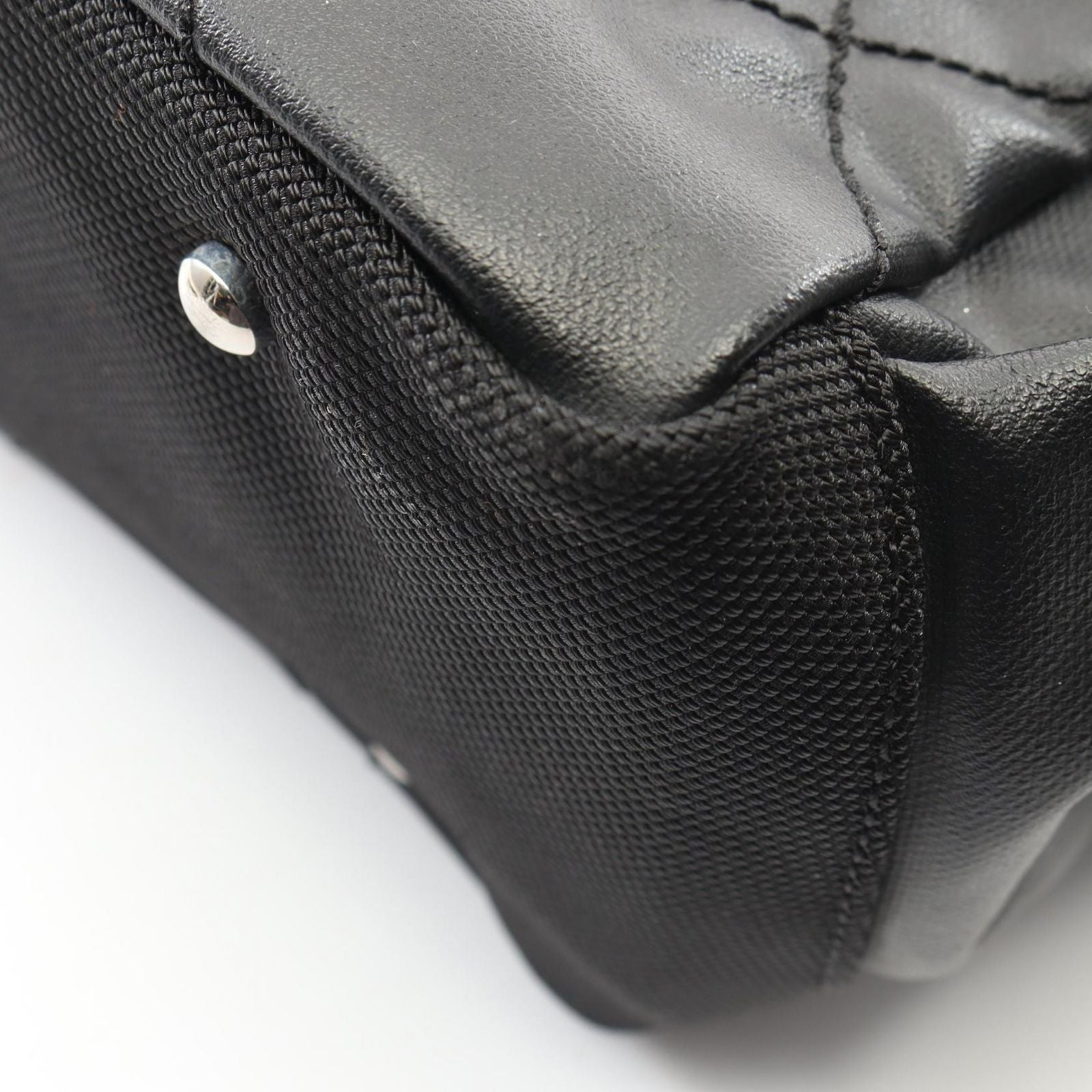 Chanel Tote Paris Biarritz GM Black Canvas Leather GM — view 7