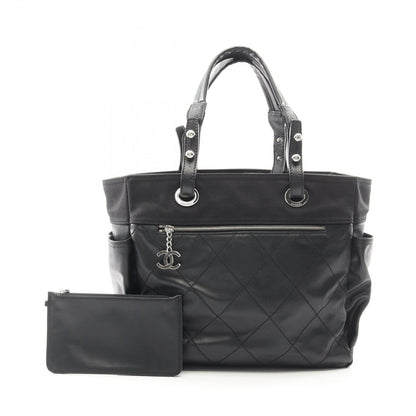 Chanel Tote Paris Biarritz GM Black Canvas Leather GM