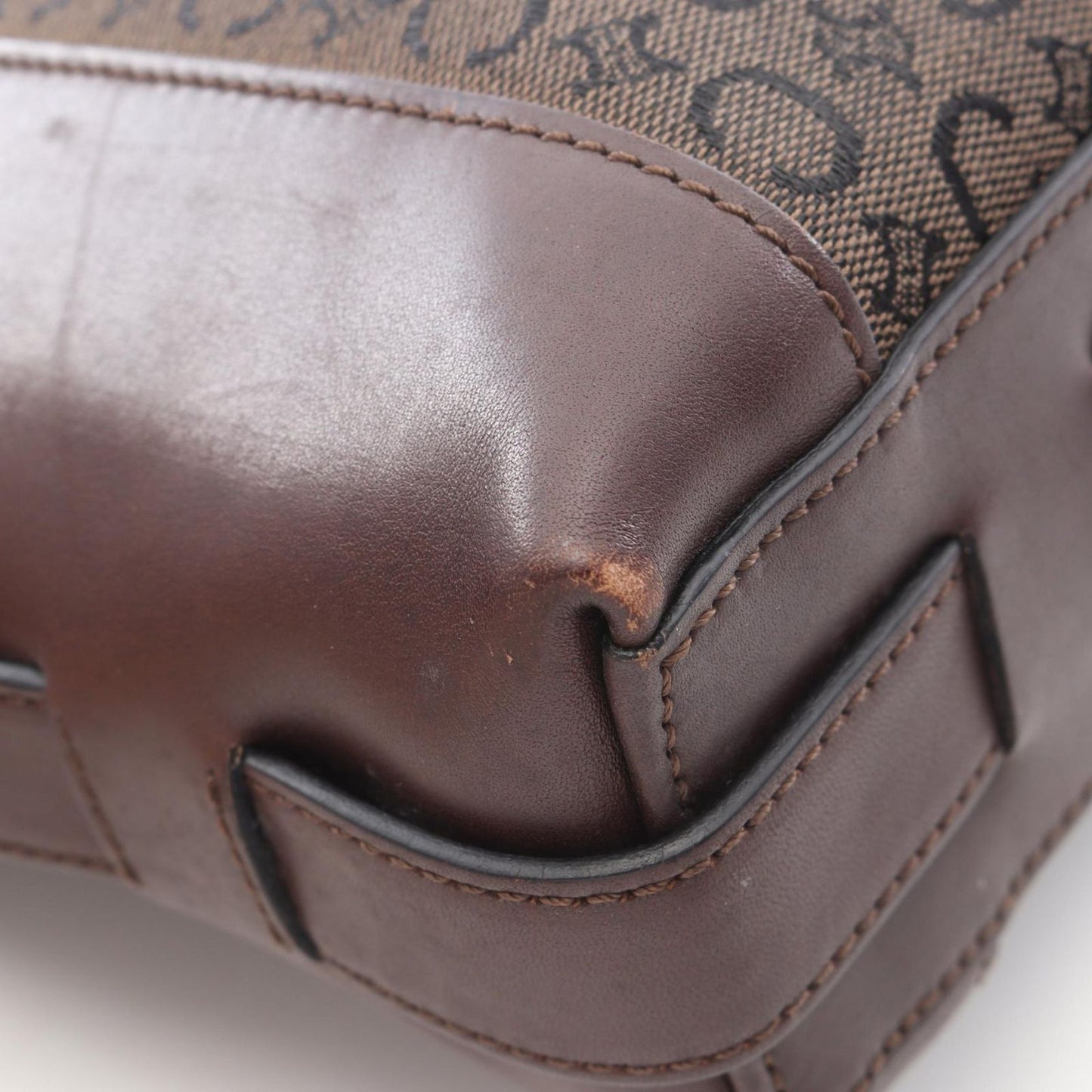 Celine Shoulder Bag Macadam Brown Canvas Leather — view 7