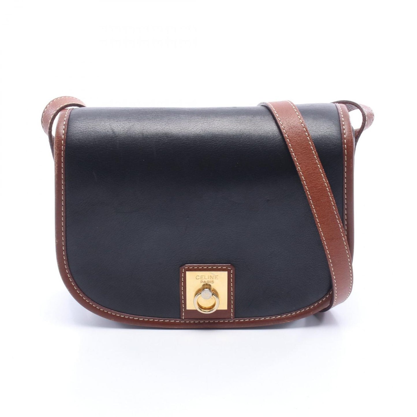 Celine Shoulder Bag Black Leather