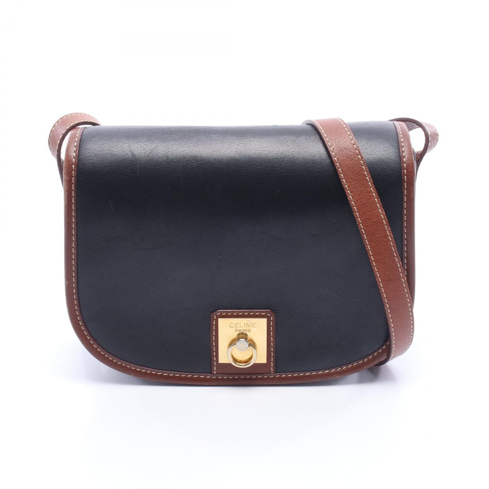 Celine Shoulder Bag Black Leather