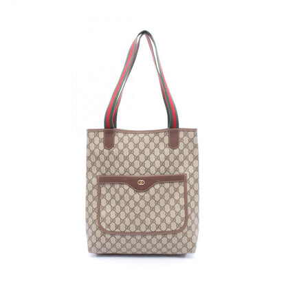 Gucci Tote Vintage GG Plus Sherry Line Beige Canvas Leather