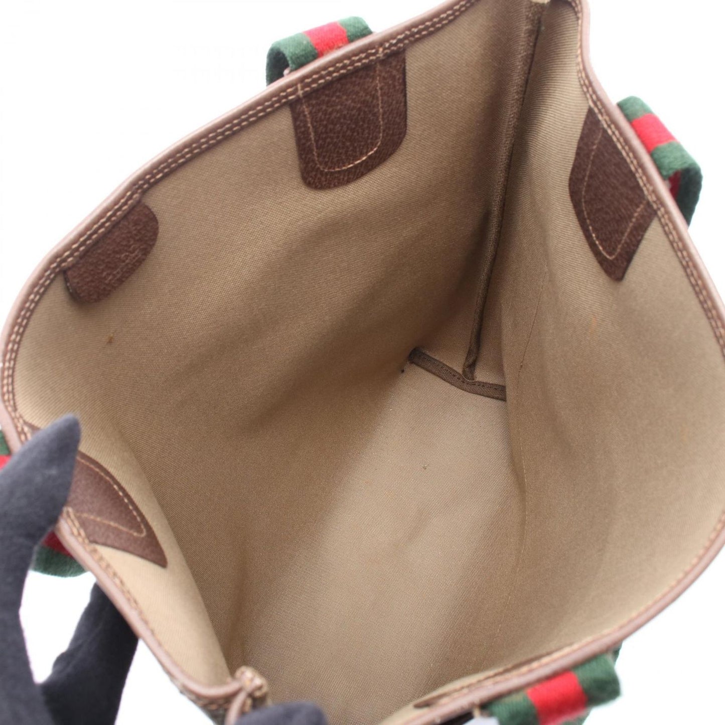 Gucci Tote Vintage GG Plus Sherry Line Beige Canvas Leather — view 3