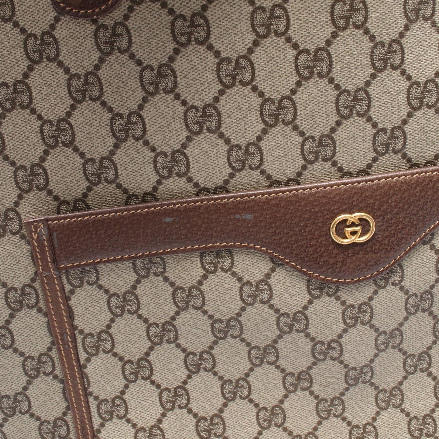 Gucci Tote Vintage GG Plus Sherry Line Beige Canvas Leather — view 5