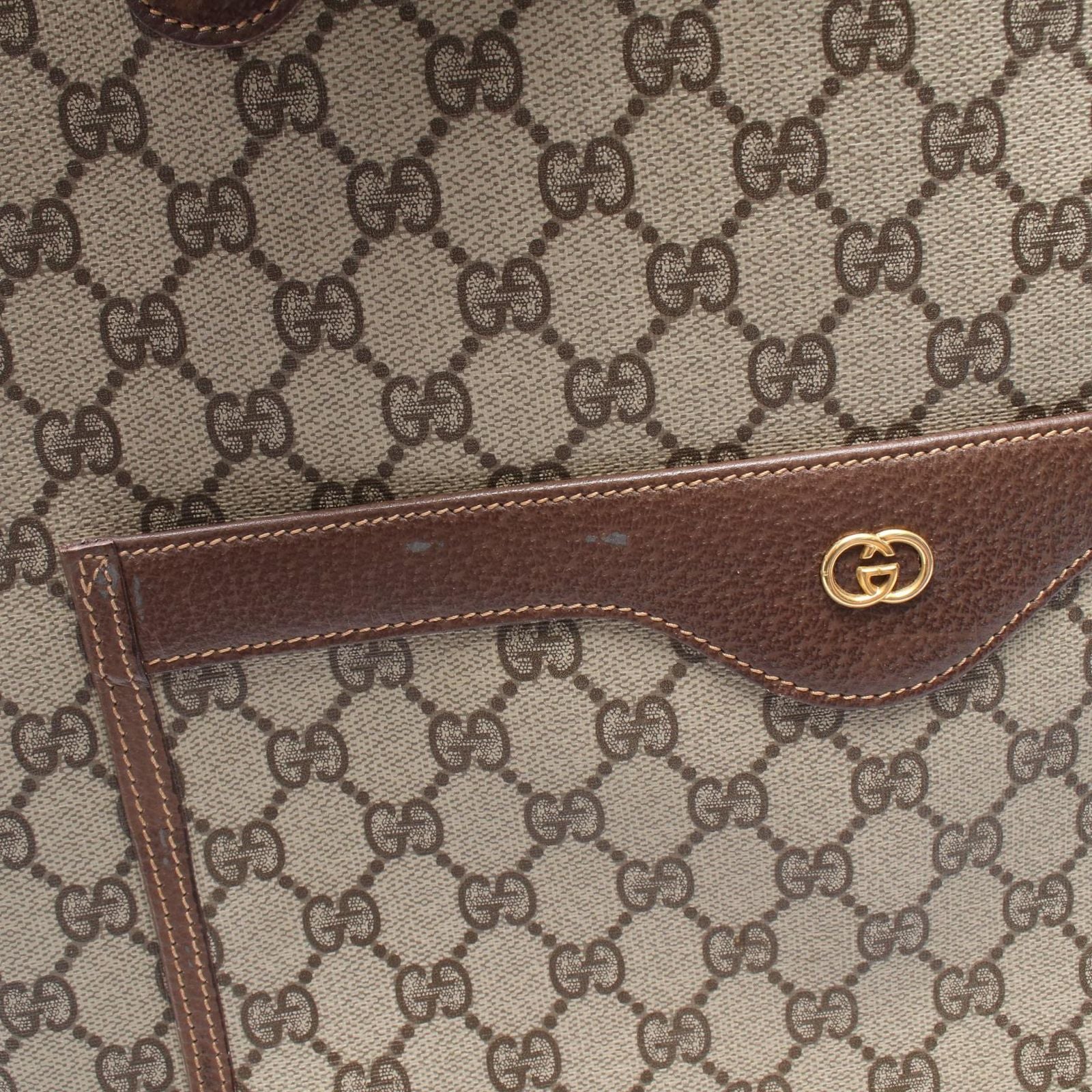 Gucci Tote Vintage GG Plus Sherry Line Beige Canvas Leather — view 5