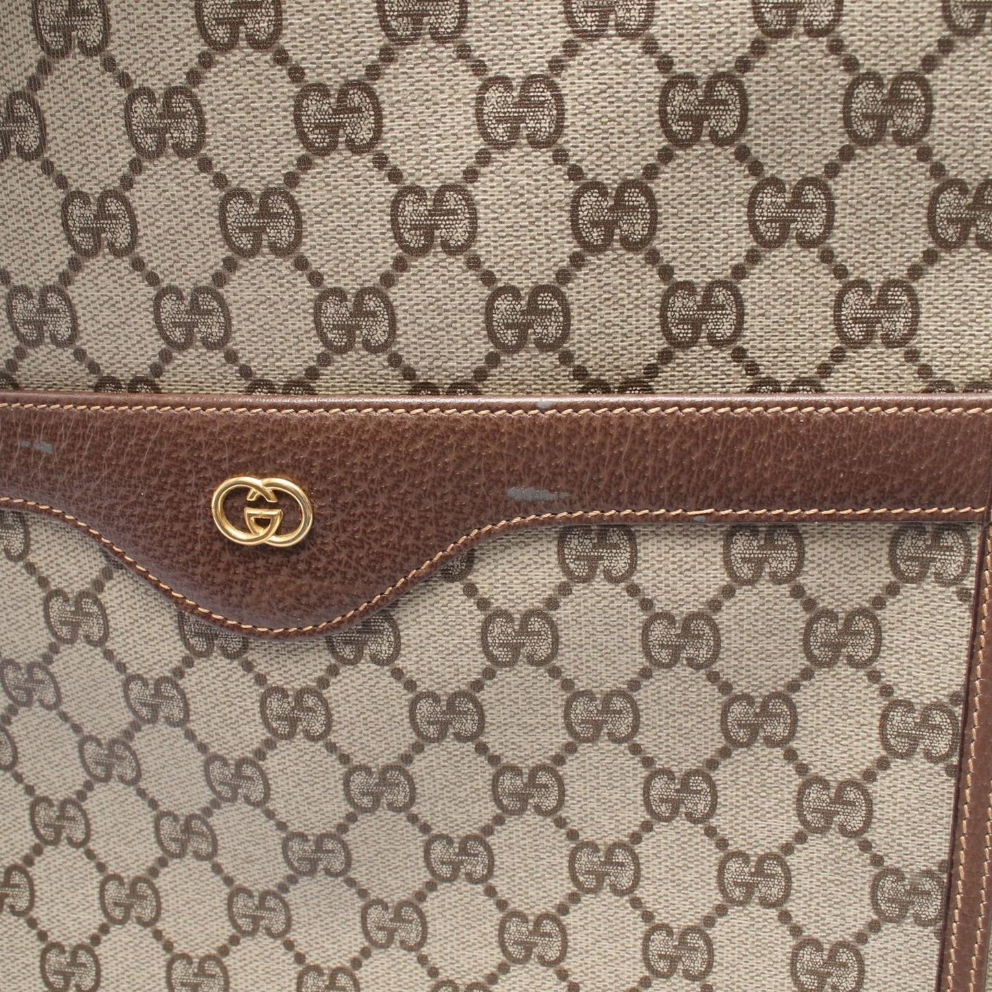 Gucci Tote Vintage GG Plus Sherry Line Beige Canvas Leather — view 6