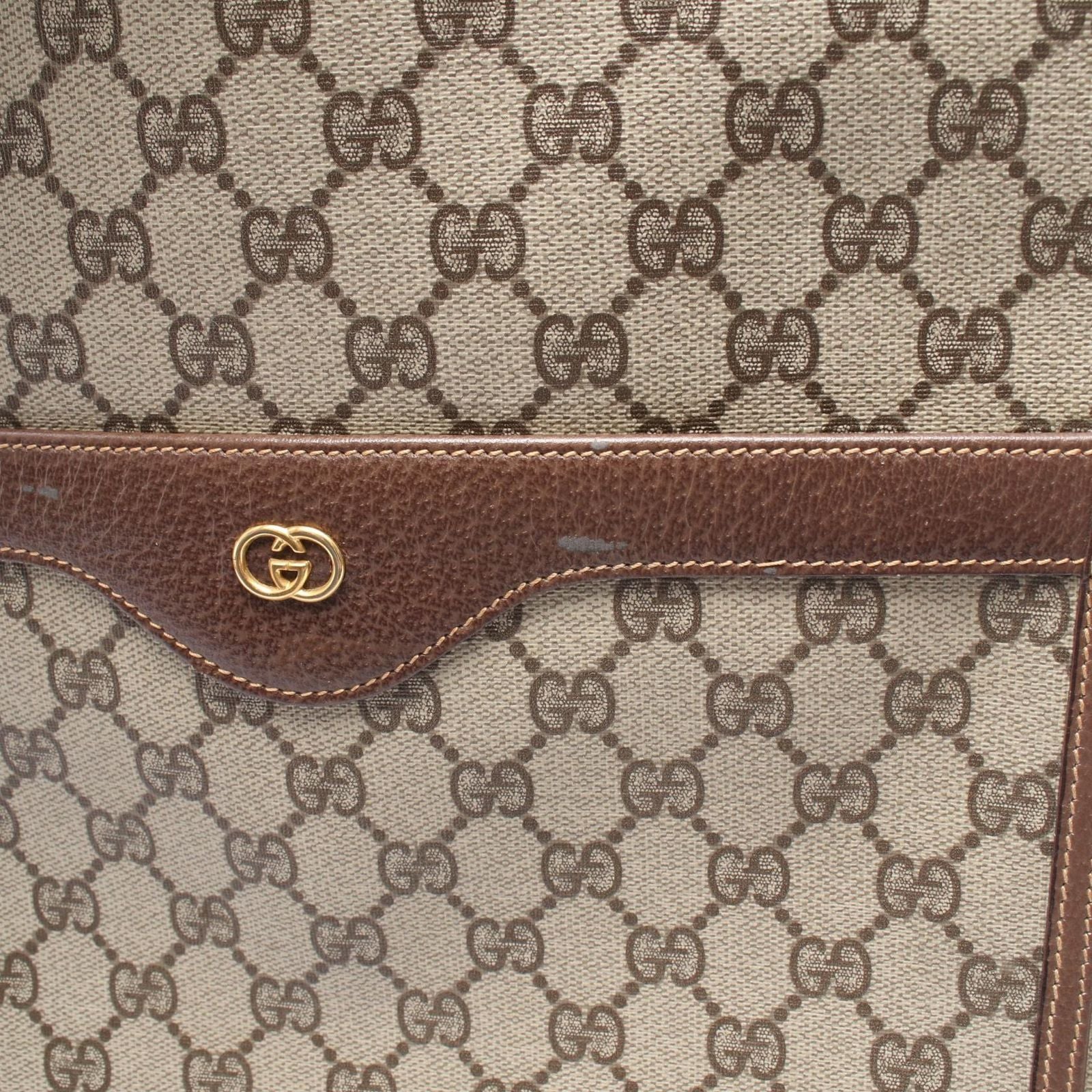 Gucci Tote Vintage GG Plus Sherry Line Beige Canvas Leather — view 6