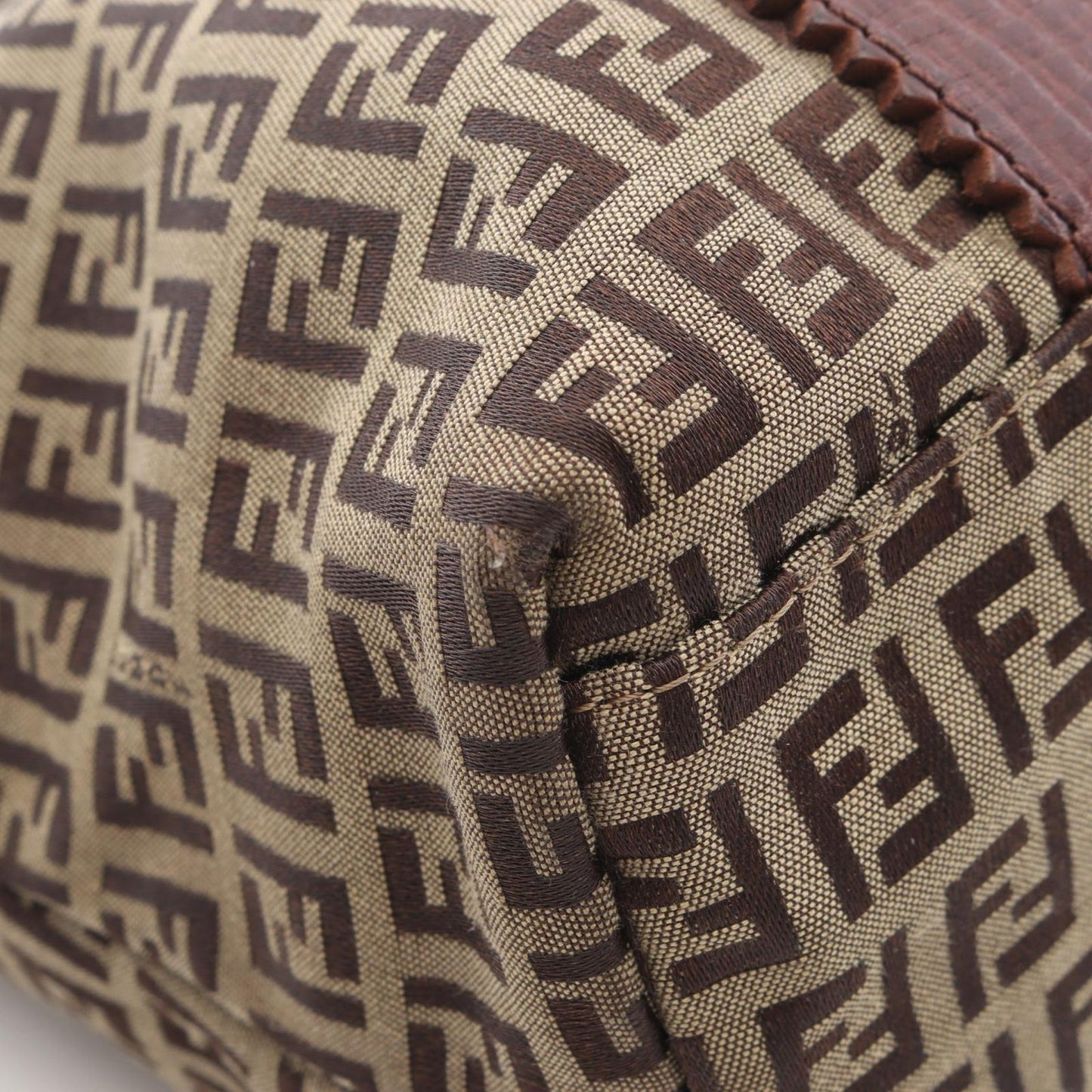 Fendi Tote Zucchino Beige Canvas Leather — view 6