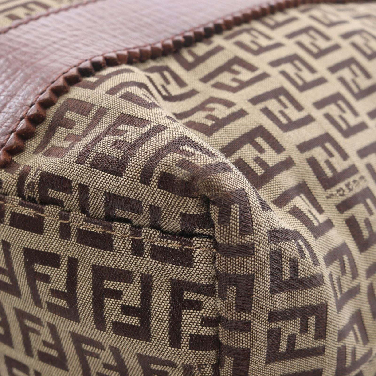 Fendi Tote Zucchino Beige Canvas Leather — view 7