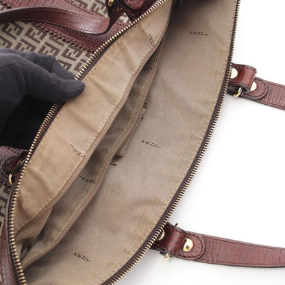 Fendi Tote Zucchino Beige Canvas Leather — view 5