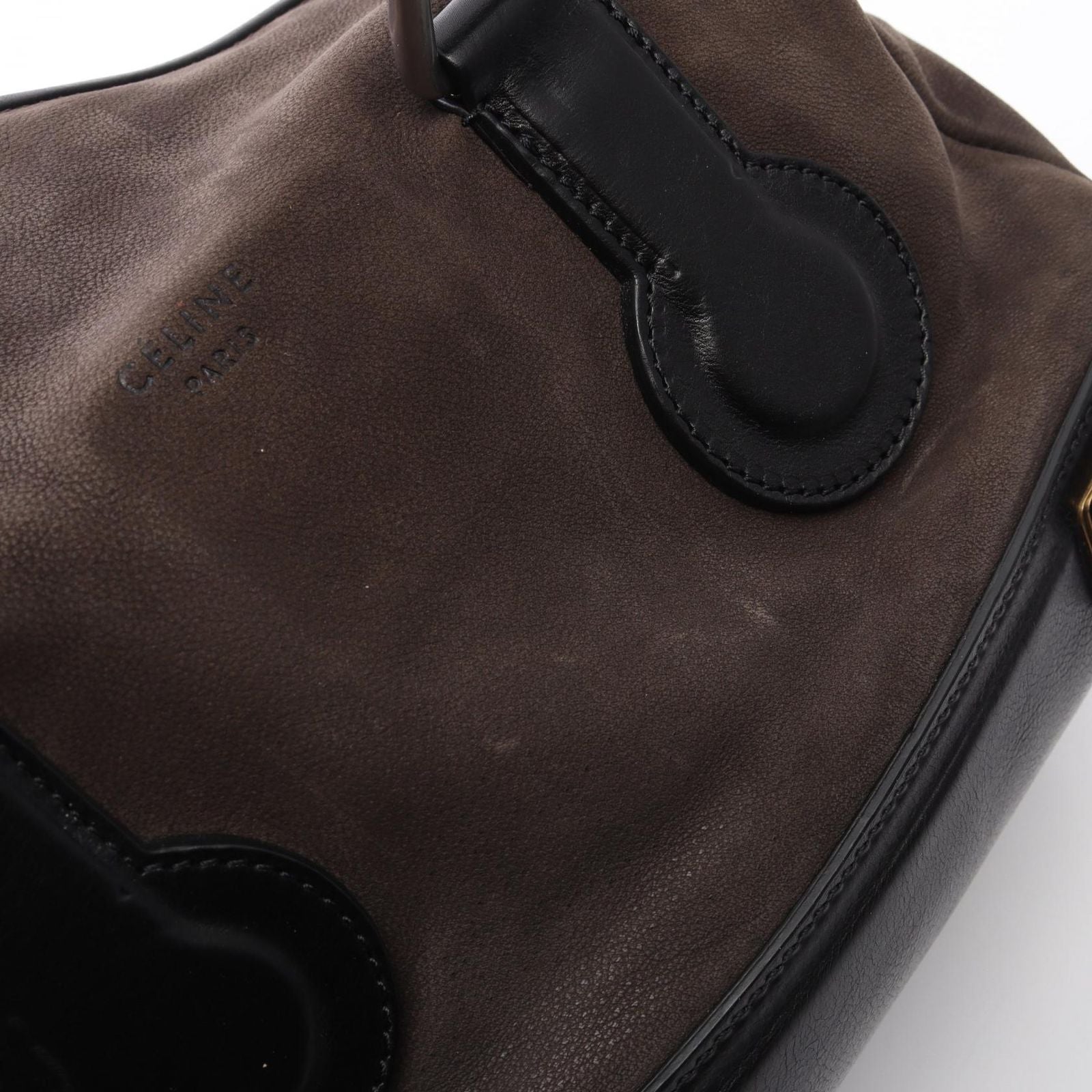 Celine Handbag Dark Brown Black Leather — view 6