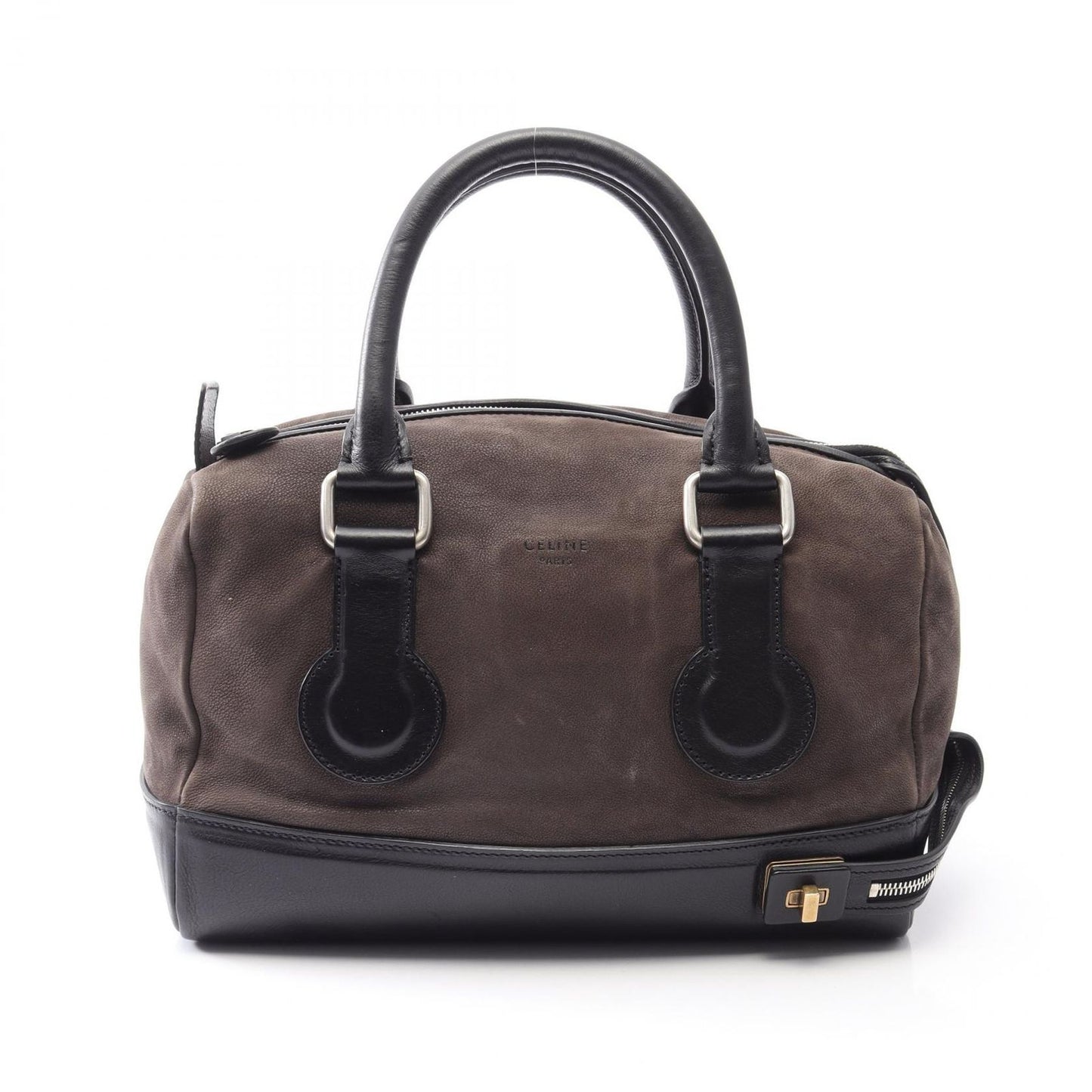 Celine Handbag Dark Brown Black Leather