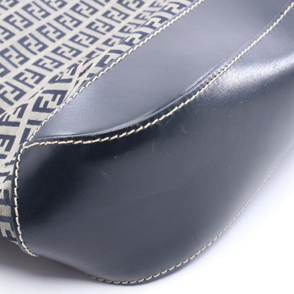 Fendi Tote Zucchino Navy Canvas Leather Zucchini — view 9