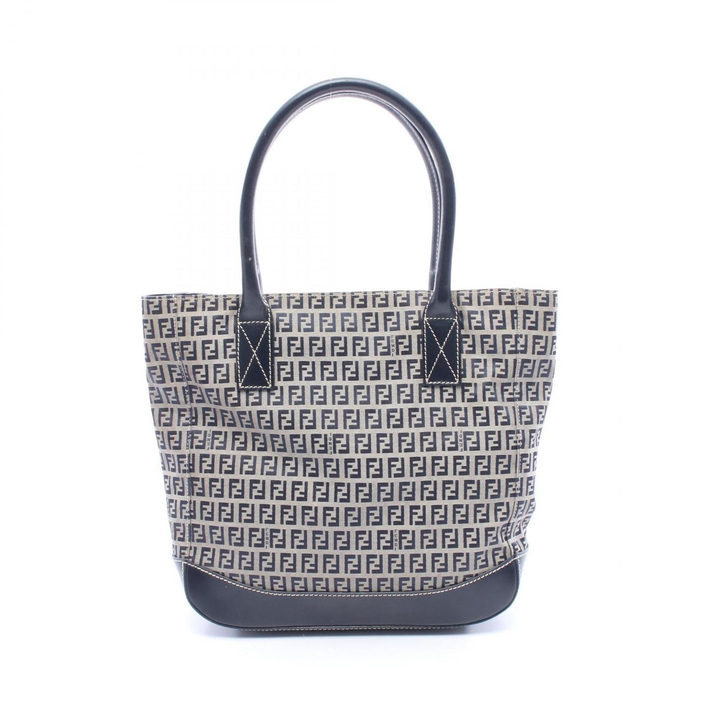 Fendi Tote Zucchino Navy Canvas Leather Zucchini