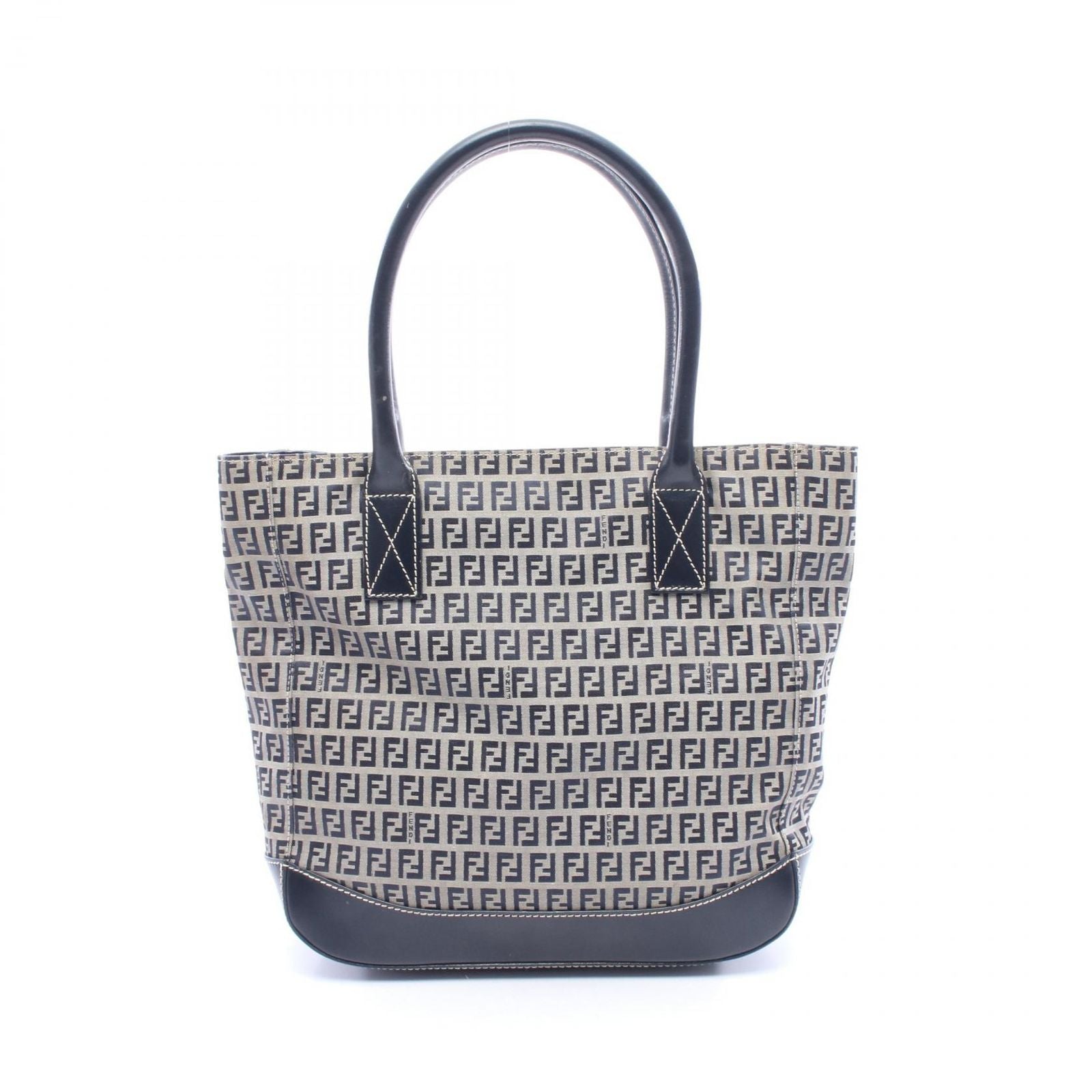 Fendi Tote Zucchino Navy Canvas Leather Zucchini