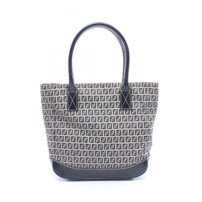 Fendi Tote Zucchino Navy Canvas Leather Zucchini