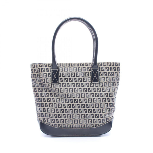 Fendi Tote Zucchino Navy Canvas Leather Zucchini