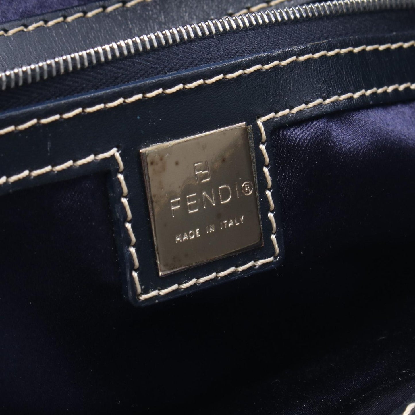Fendi Tote Zucchino Navy Canvas Leather Zucchini — view 4