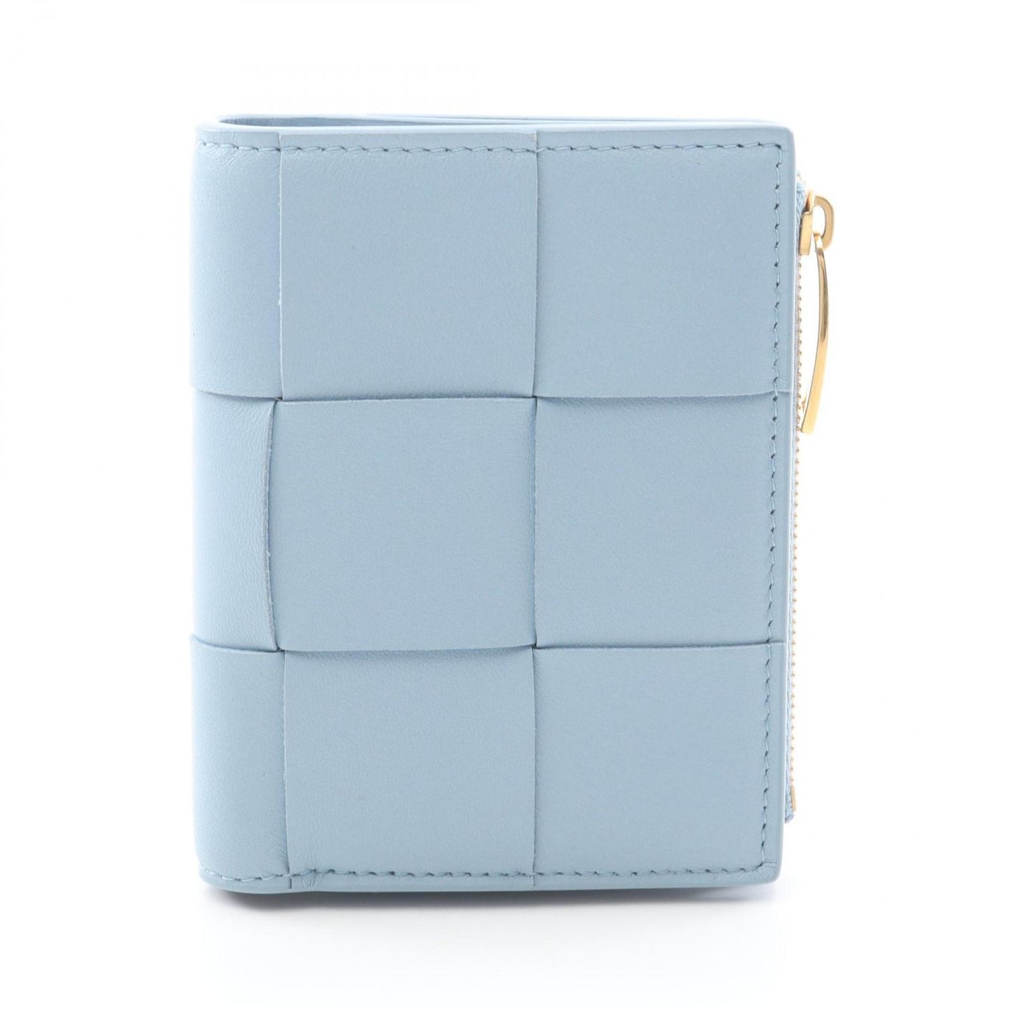 Bottega Veneta Bifold Wallet Small Cassette Maxi Intrecciato Light Blue Leather