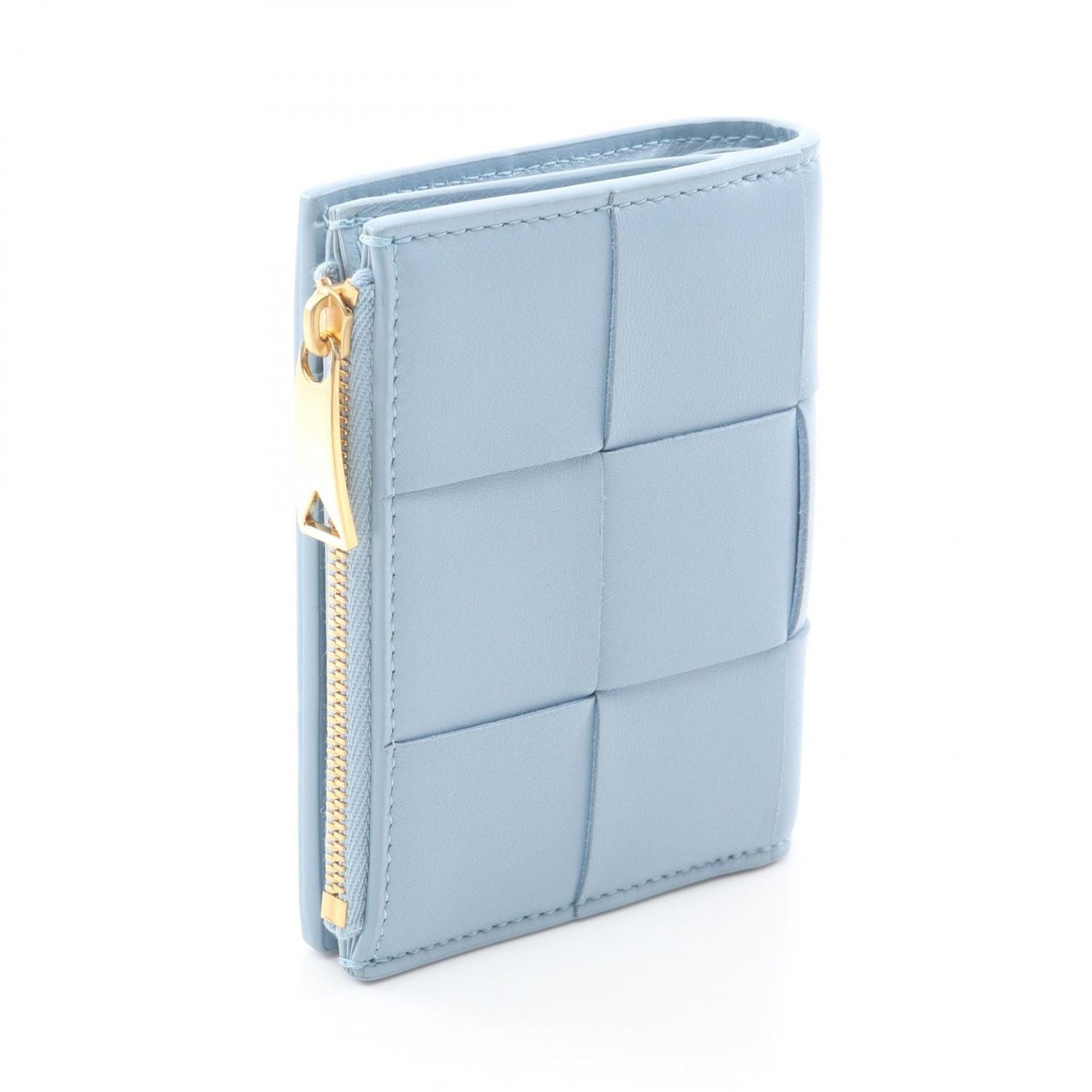Bottega Veneta Bifold Wallet Small Cassette Maxi Intrecciato Light Blue Leather — view 2