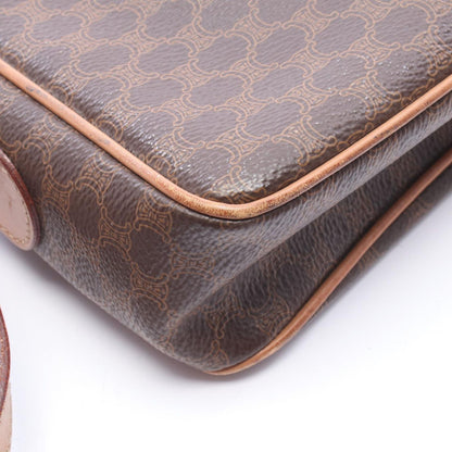 Celine Shoulder Bag Macadam Dark Brown Canvas Leather — view 7
