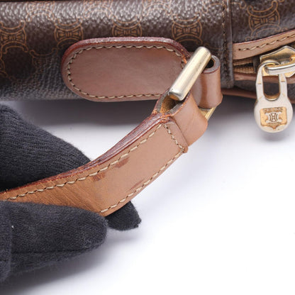 Celine Shoulder Bag Macadam Dark Brown Canvas Leather — view 8