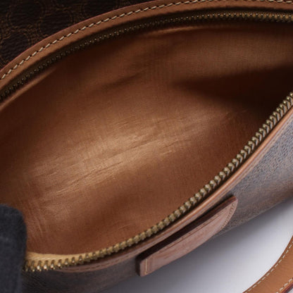 Celine Shoulder Bag Macadam Dark Brown Canvas Leather — view 5