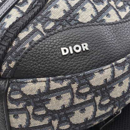 Dior Waist Bag Scarab Oblique Beige Navy Canvas Leather — view 8