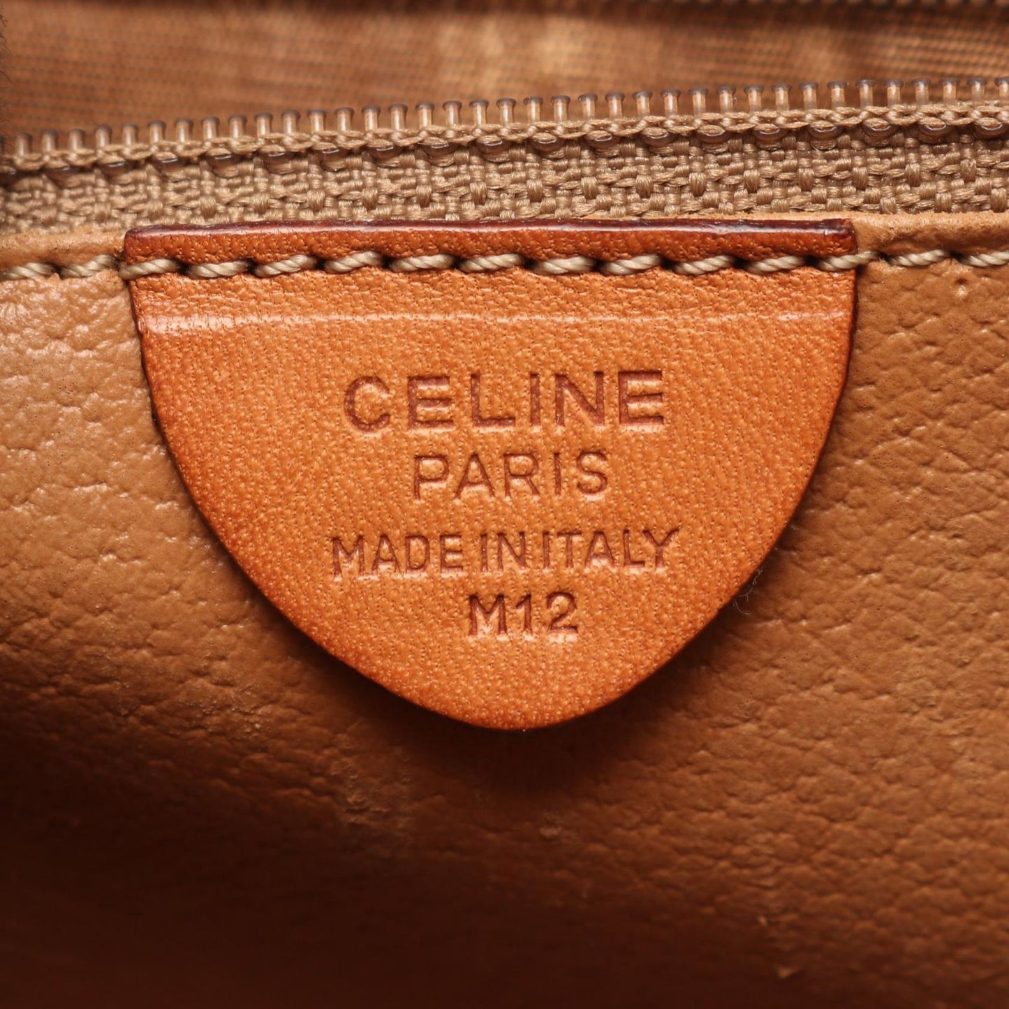 Celine Shoulder Bag Macadam Circle Logo Dark Brown Canvas Leather — view 4